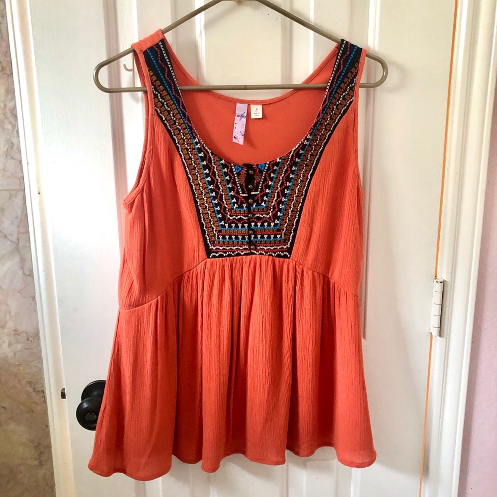 Orange Sleeveless Blouse